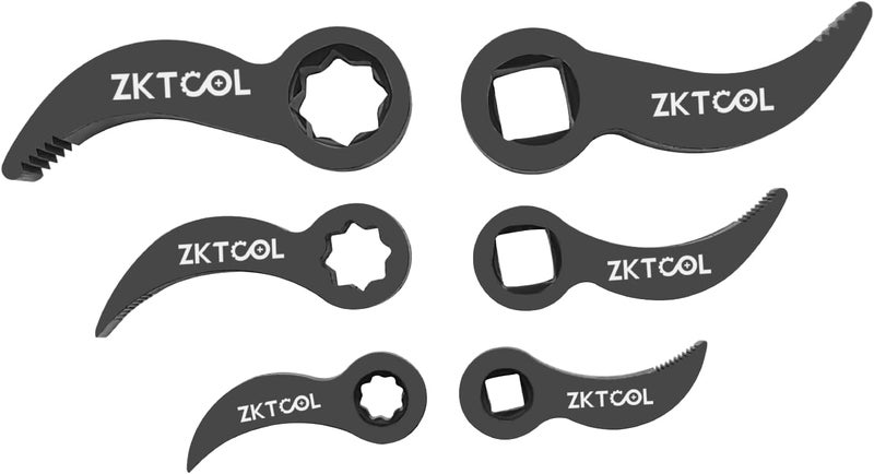 ZKTOOL 6PC Pry Bar Wrench Adaptor Head Kit,Crowbar Adapter Head Tools, The Square Outline Does Not Slip Easily, Includes 1/2" 3/8" 1/4" D 4pt/8pt (Square) Profile - Image 3